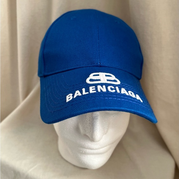Balenciaga BB Logo Hat - Blue, Sz L BNWT - Picture 1 of 11